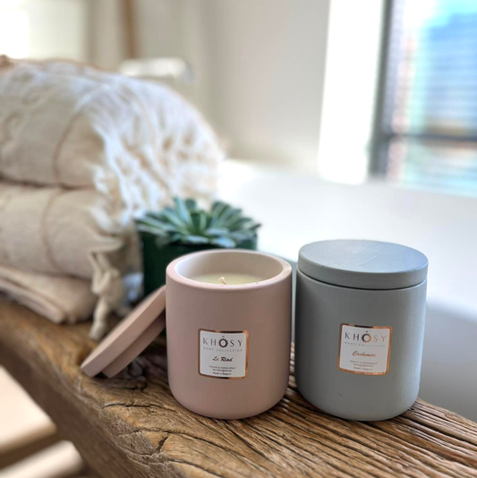 SPECIAL EDITION organic candle concrete container with lid handmade Belgium KHOSY®