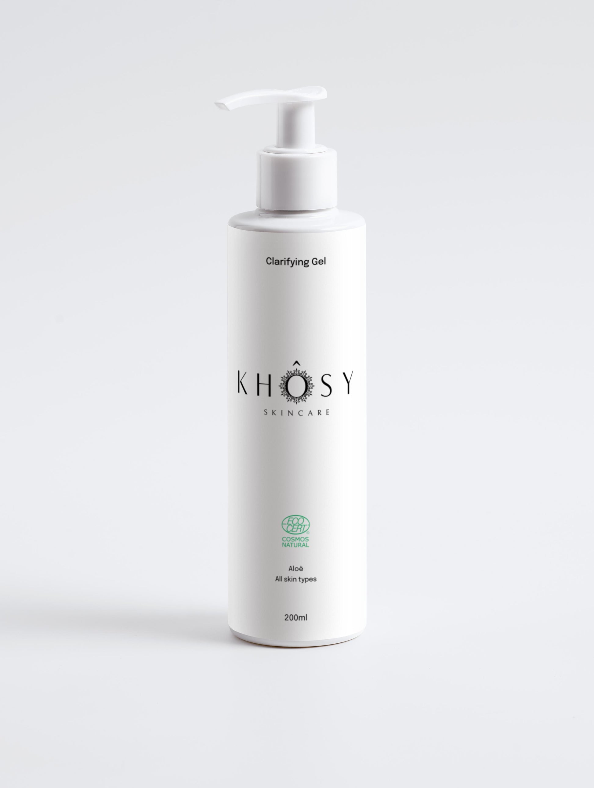 KHÔSY® Clarifying Gel 200ml organic aloe vera facial cleanser bottle