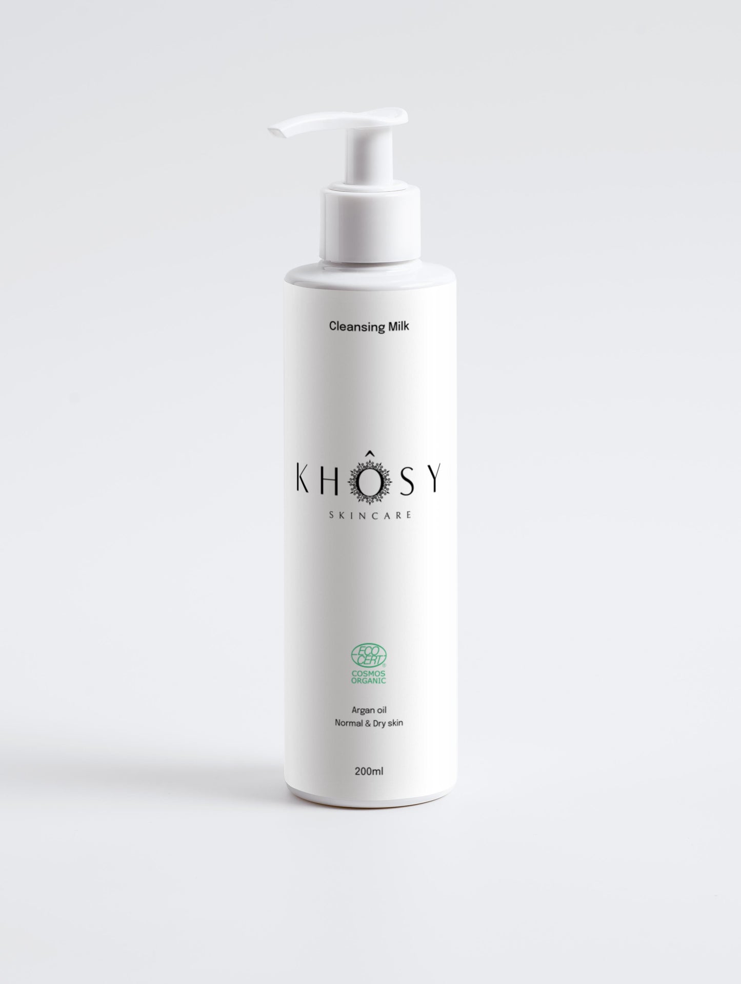 KHÔSY® Cleansing Milk 200ml organic argan oil facial cleanser bottle