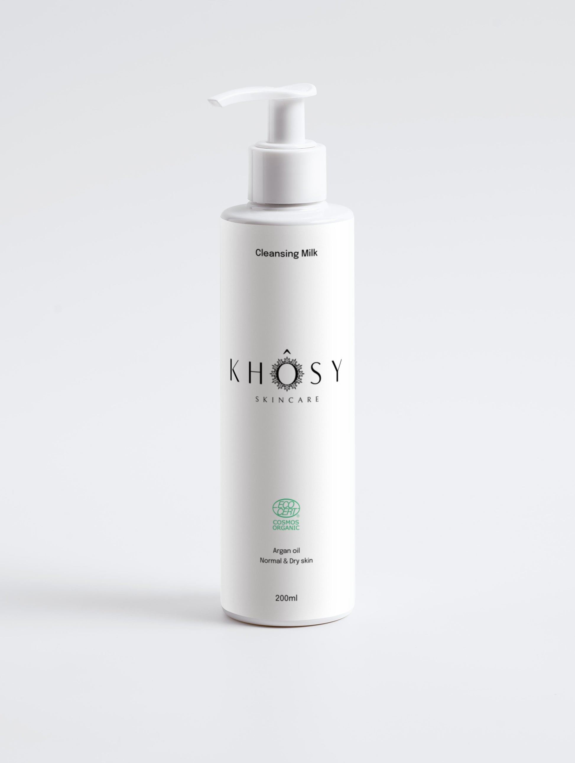 KHÔSY® Cleansing Milk 200ml organic argan oil facial cleanser bottle