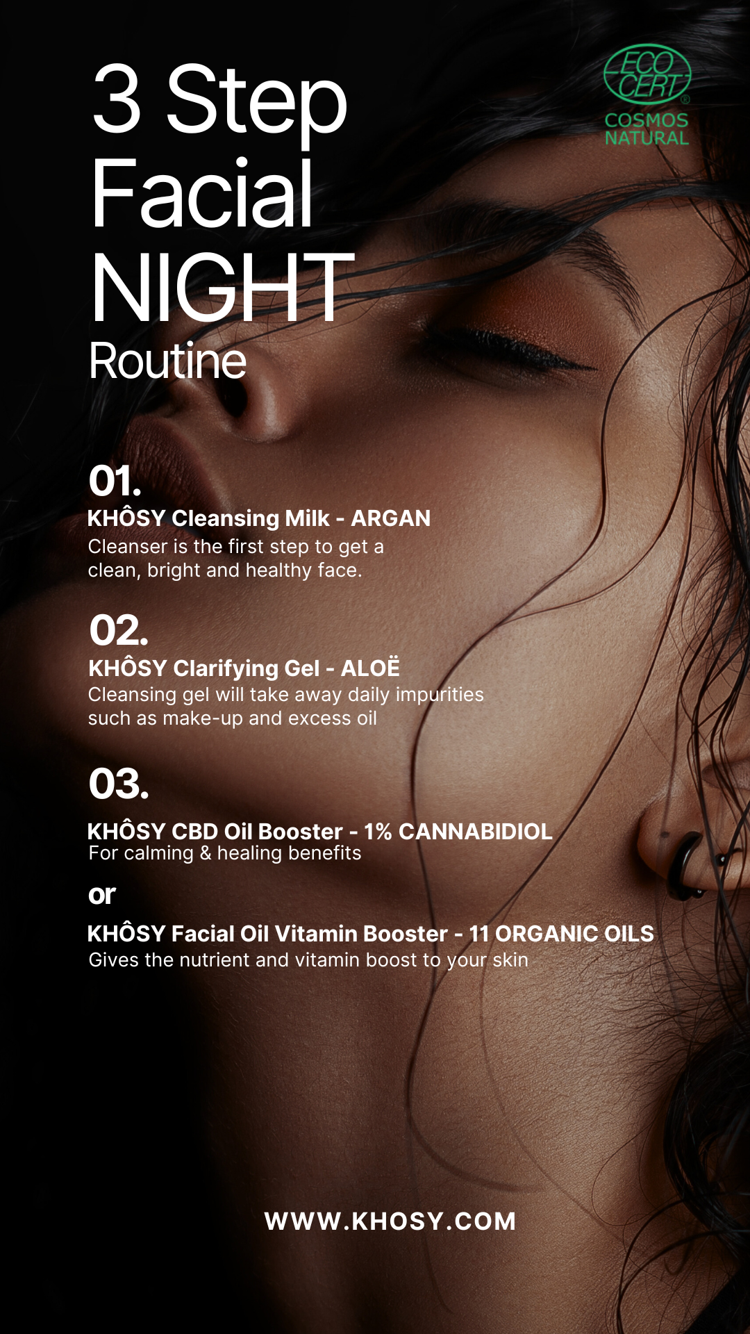 KHÔSY® WELCOME Starter Night Kit - 3-step organic skincare routine